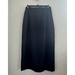 Vtg Tahari Pleated‎ Pencil Skirt Women 12 Navy Wool Preppy Dark Academia Office